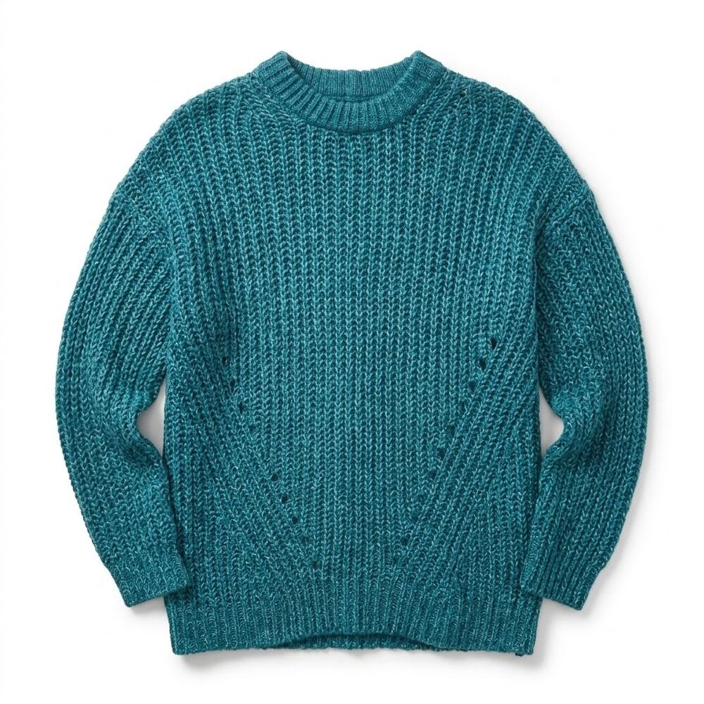American Eagle Loose Ribbed Knit Oversized Sweater Green Soft Womens Medium
